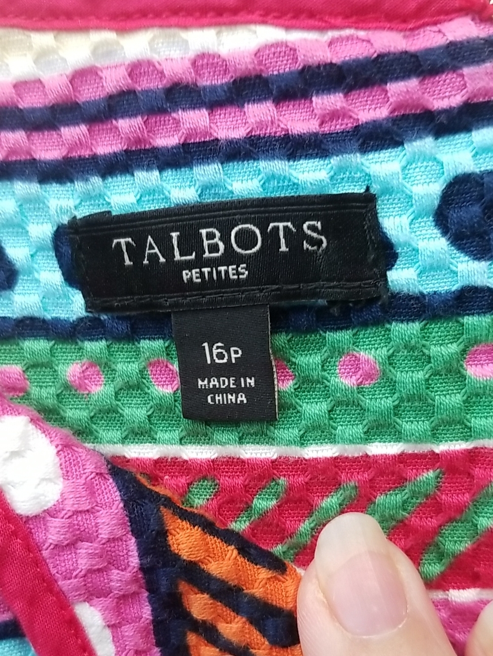 Talbots Multicolor Sleeveless Striped & Floral Shift Dress - Picture 2 of 5